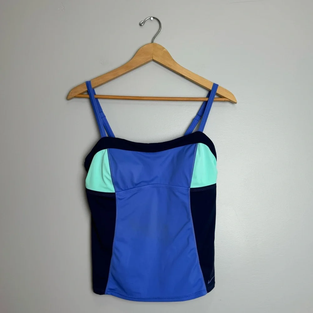 Nike color block blue/teal tankini swim top only size large - Picture 2 of 10